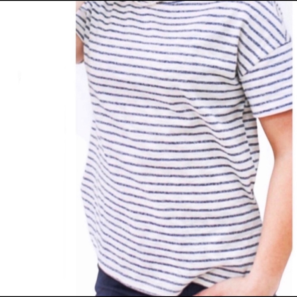 Listicle Grey & White Stripe Tee